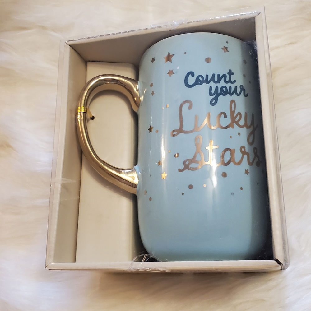 Modern Expressions "Count Your Lucky Stars" ceramic mug - blue